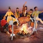 Jocisland Electric BBQ Rotisserie Grill Kit, 46" 132 Lbs Capacity, 45W Motor, Height-Adjustable Stainless Steel Pig Roaster with Triangular Stability Support Stand for Pig Lamb