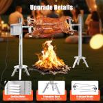 Jocisland Electric BBQ Rotisserie Grill Kit, 46" 132 Lbs Capacity, 45W Motor, Height-Adjustable Stainless Steel Pig Roaster with Triangular Stability Support Stand for Pig Lamb