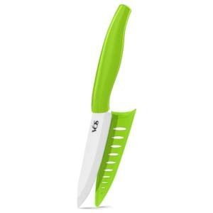 Vos Ceramic Paring Knife - 4 Inch Zirconia Blade With Sheath Cover - Handle Fruit and Vegetables Kitchen Knife (Green)
