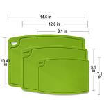 Liflicon Silicone Thick Cutting Boards Mats Set of 3 Foldable & Flexible Design Juice Grooves Easy Grip Handle Dishwasher Safe for Kitchen,BPA free Silicone Cutting Board-Green