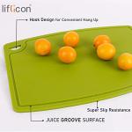 Liflicon Silicone Thick Cutting Boards Mats Set of 3 Foldable & Flexible Design Juice Grooves Easy Grip Handle Dishwasher Safe for Kitchen,BPA free Silicone Cutting Board-Green