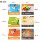 Liflicon Silicone Thick Cutting Boards Mats Set of 3 Foldable & Flexible Design Juice Grooves Easy Grip Handle Dishwasher Safe for Kitchen,BPA free Silicone Cutting Board-Green