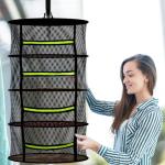 MEKOLIFE 4 Layer Herb Drying Rack Hanging, Plant Drying Rack, Bud Drying Net,Foldable Hanging Dry Rack Net with Green Zipper, Garden Shears & Hooks, for Herbs, Seeds Indoor/Outdoor (23.62")