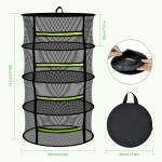 MEKOLIFE 4 Layer Herb Drying Rack Hanging, Plant Drying Rack, Bud Drying Net,Foldable Hanging Dry Rack Net with Green Zipper, Garden Shears & Hooks, for Herbs, Seeds Indoor/Outdoor (23.62")
