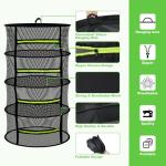 MEKOLIFE 4 Layer Herb Drying Rack Hanging, Plant Drying Rack, Bud Drying Net,Foldable Hanging Dry Rack Net with Green Zipper, Garden Shears & Hooks, for Herbs, Seeds Indoor/Outdoor (23.62")