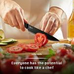 Randalfy Kitchen Knife Set with Block, 7 Pieces Chef Knives, Scissor, for Meat/Vegetables/Fruits Chopping, Slicing, Dicing&Cutting