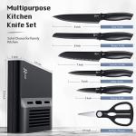 Randalfy Kitchen Knife Set with Block, 7 Pieces Chef Knives, Scissor, for Meat/Vegetables/Fruits Chopping, Slicing, Dicing&Cutting