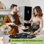 Fyvva Large Cooking Utensils Set, 35 Pcs Kitchen Utensils Set with Holder, Silicone Spatula Set with Stainless Steel Handle, Whisk, Basting Brush, Kitchen Gadgets for Nonstick Cookware (Khaki)