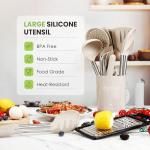 Fyvva Large Cooking Utensils Set, 35 Pcs Kitchen Utensils Set with Holder, Silicone Spatula Set with Stainless Steel Handle, Whisk, Basting Brush, Kitchen Gadgets for Nonstick Cookware (Khaki)