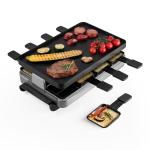 Swissmar Classic Raclette Party Grill with Reversible Cast Aluminum Non-Stick Grill Plate/Crepe Top, Outdoor & Indoor Electric BBQ Grill, Samgyupsal Griller - Brushed Stainless Steel - 8-Person
