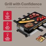 Swissmar Classic Raclette Party Grill with Reversible Cast Aluminum Non-Stick Grill Plate/Crepe Top, Outdoor & Indoor Electric BBQ Grill, Samgyupsal Griller - Brushed Stainless Steel - 8-Person