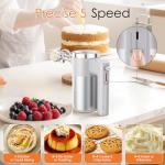Powerful 600W Hand Mixer, 5-Speed Electric Hand Held Mixer for Baking, Lightweight Stainless Steel Hand Beaters *2 & Dough Hooks*2 with Eject Button, Kitchen Mixer for Cream, Cookies, Dough-Grey