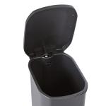 Amazon Basics Compact Plastic Bathroom Trash Can with Hands Free Foot Pedal, Quiet Close Step-On, 6 Liters, Black, Lid Included