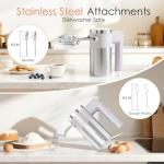 Powerful 600W Hand Mixer, 5-Speed Electric Hand Held Mixer for Baking, Lightweight Stainless Steel Hand Beaters *2 & Dough Hooks*2 with Eject Button, Kitchen Mixer for Cream, Cookies, Dough-Grey