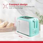 Holstein Housewares 2-Slice Toaster with 7 Browning Settings, Extra-Wide Slots, Reheat, Defrost, Cancel, High-Lift Release, Removable Crumb Tray – Compact Stainless Steel, Mint