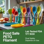 Food Safe 1.75mm Black PETG Filament, Strong PETG 3D Printer Filament for 60-500mm/s High Speed FDM 3D Printers,1KG/2.2lbs