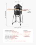 VEVOR Charcoal Smoker and Grill, 18" Kamado Charcoal BBQ Smoker, Movable Ceramic Barbecue Grill with 4 Wheels (2 Lockable), Built-in Thermometer, Air Vents & Side Shelf for Outdoor Patio Yard Cooking