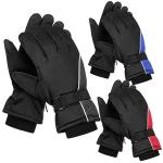 Tarpop 3 Pairs Mens Ski Gloves Winter Warm Women Gloves Adjustable Non Slip Snowboard Snow Waterproof Warm(M,Red, Blue, Black)