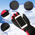 Tarpop 3 Pairs Mens Ski Gloves Winter Warm Women Gloves Adjustable Non Slip Snowboard Snow Waterproof Warm(M,Red, Blue, Black)