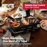 Swissmar Classic 8-Person Raclette Party Grill - Indoor Electric Grill & Griller with Reversible Cast Iron Grill Plate/Crepe Top - Anthracite Black