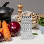 MAGICLULU 1pc Stainless Steel Vegetable Grater Portable Metal Grater 4-Sided Cheese Grater with Handle for Kitchen Restaurant (8inch)