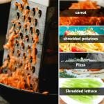 MAGICLULU 1pc Stainless Steel Vegetable Grater Portable Metal Grater 4-Sided Cheese Grater with Handle for Kitchen Restaurant (8inch)