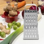 MAGICLULU 1pc Stainless Steel Vegetable Grater Portable Metal Grater 4-Sided Cheese Grater with Handle for Kitchen Restaurant (8inch)