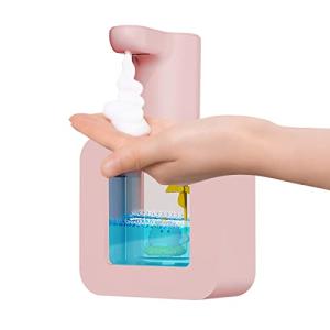 Cute Automatic foaming Soap Dispenser, White, Sensor Hand sanitizer Dispenser Wall Mount for Bathroom& Kitchen Kids Rechargeable countertop refillable soap Dispenser touchless with Tray (Pink)