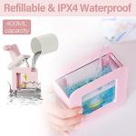 Cute Automatic foaming Soap Dispenser, White, Sensor Hand sanitizer Dispenser Wall Mount for Bathroom& Kitchen Kids Rechargeable countertop refillable soap Dispenser touchless with Tray (Pink)