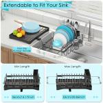 ANTOPY Dish Drying Rack in Sink, Expandable Rustproof Dish Rack for Kitchen Counter, Over The Sink Dish Drainer with Utensil Holder, Cup Rack, Drainboard, Space Saving Dish Dryer Rack for Inside Sink