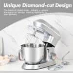 Kitchen in the box Stand Mixer, 900W 7.5QT Kitchen Electric Mixer, 6-Speed Tilt-Head Food Mixer for Baking with Dough Hook,Wire Whip,Beater (Silver)