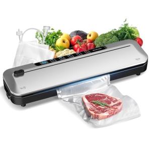 MZROT 75KPa Food Vacuum Sealer,Light 6-in-1 Dry/Moist Modes with Digital Timer,Ft cu Built-in Cutter, Compact Design, Large Includes 10 Bags (Sliver) 14.8