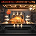 Empava 24 inch Electric Single Wall Oven with 6 Cooking Modes, Convection Fan, Mechanical Knob Control, 2.3 Cu.ft. Capacity, 2800W