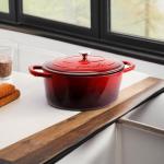 Crock-Pot Artisan Oval Enameled Cast Iron Dutch Oven, 7-Quart, Scarlet Red