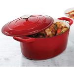 Crock-Pot Artisan Oval Enameled Cast Iron Dutch Oven, 7-Quart, Scarlet Red