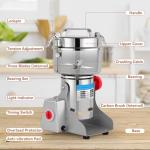 Grain Mill Grinder - 1000g High-Speed Electric Stainless Steel grain mill with 270° Swing Grinding Technology for Grains, Millet & Spices - Spice Grinder Ideal for Commercial, Kitchen Shop Use