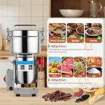 Grain Mill Grinder - 1000g High-Speed Electric Stainless Steel grain mill with 270° Swing Grinding Technology for Grains, Millet & Spices - Spice Grinder Ideal for Commercial, Kitchen Shop Use