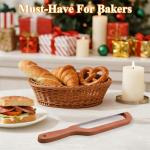 cyrico Bread Knife, 15.7" Bread Slicer for Homemade Sourdough Baguettes Bagels, Premium Stainless Steel Sourdough Knife for Slicing, Ultra-Sharp Bow Loaf Cutter Serrated Slicer Saw with Wooden Handle