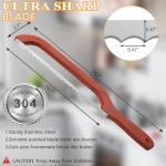 cyrico Bread Knife, 15.7" Bread Slicer for Homemade Sourdough Baguettes Bagels, Premium Stainless Steel Sourdough Knife for Slicing, Ultra-Sharp Bow Loaf Cutter Serrated Slicer Saw with Wooden Handle