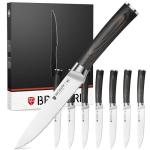 BRODARK Steak Knives Set of 8: 4.5 Inch Serrated Dinner Knives with Wood Handle - High Carbon Stainless Steel Steak Knife - NSF Certified Food Grade Steel, Rust Resistant & Never Need Sharpening