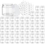 50 Pack 2 OZ Plastic Jars Round Clear Cosmetic Container Jar with White Lids, Eternal Moment Plastic Slime Jars for Lotion, Cream, Ointments, Makeup, Eye shadow, Rhinestone, Samples, Travel Storage
