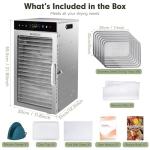 SUCISENI Food Dehydrator Machine 1000W 18 Trays Stainless Steel Commercial Food Dehydrated Dryer with 24H Timer Touch-Control LED Display, Compact Size for Home Jerky Herbs Meat Beef Fruit Vegetables