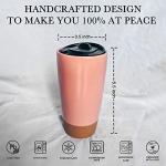Mora Double Wall Ceramic Coffee Travel Mug with Lid, 14 oz, Portable, Microwave, Dishwasher Safe, Insulated Reusable Tall Cup, Splash Resistant Lid - To Go Tumbler for Car Cup Holder, Pink Salt