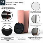 Mora Double Wall Ceramic Coffee Travel Mug with Lid, 14 oz, Portable, Microwave, Dishwasher Safe, Insulated Reusable Tall Cup, Splash Resistant Lid - To Go Tumbler for Car Cup Holder, Pink Salt