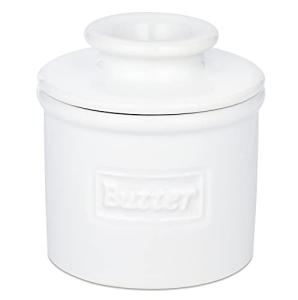 Butter Bell - The Original Butter Bell crock by L Tremain, a Countertop French Ceramic Butter Dish Keeper for Spreadable Butter, Café Matte & Retro Collection (BBCCWHT)