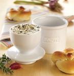 Butter Bell - The Original Butter Bell crock by L Tremain, a Countertop French Ceramic Butter Dish Keeper for Spreadable Butter, Café Matte & Retro Collection (BBCCWHT)