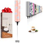 Milk Frother Handheld Rechargeable - 2-Speed Electric Whisk with 5 Detachable Heads (Frother/Mixer/Whisk) for Coffee, Latte, Cappuccino & Matcha, Drink Mixer (Flower 8)
