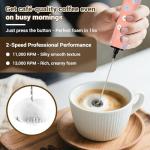 Milk Frother Handheld Rechargeable - 2-Speed Electric Whisk with 5 Detachable Heads (Frother/Mixer/Whisk) for Coffee, Latte, Cappuccino & Matcha, Drink Mixer (Flower 8)