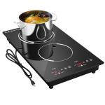 GTKZW 12“ Induction Cooktop, Double Induction Cooktop 2 Burner 110v-120v Electric Stove Top, Countertop and Built-in, 9 Power Levels, Child Lock, 120 Mins Timer