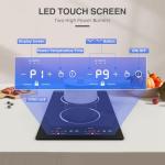 GTKZW 12“ Induction Cooktop, Double Induction Cooktop 2 Burner 110v-120v Electric Stove Top, Countertop and Built-in, 9 Power Levels, Child Lock, 120 Mins Timer